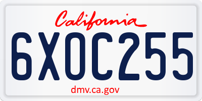 CA license plate 6XOC255