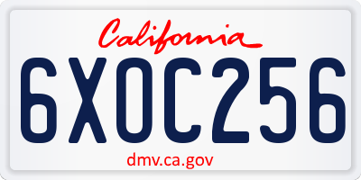 CA license plate 6XOC256