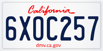 CA license plate 6XOC257