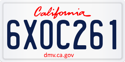 CA license plate 6XOC261