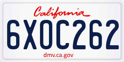 CA license plate 6XOC262