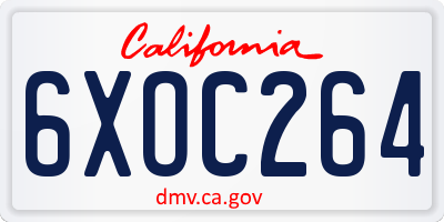 CA license plate 6XOC264