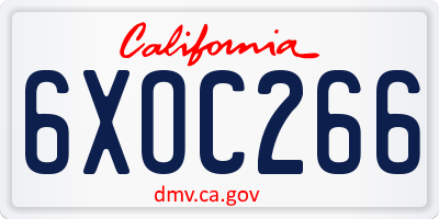CA license plate 6XOC266