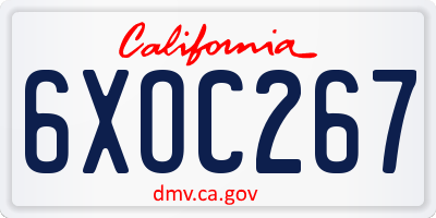 CA license plate 6XOC267