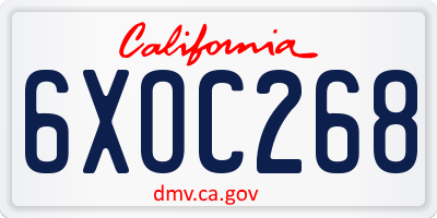 CA license plate 6XOC268