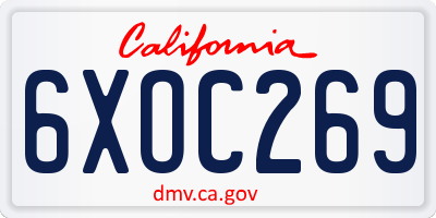 CA license plate 6XOC269