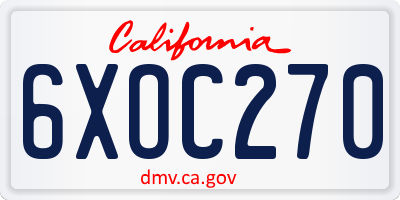 CA license plate 6XOC270