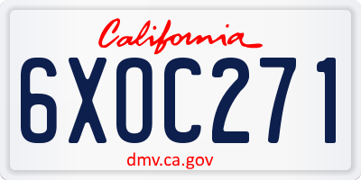 CA license plate 6XOC271