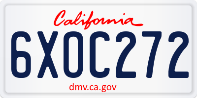 CA license plate 6XOC272