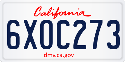 CA license plate 6XOC273