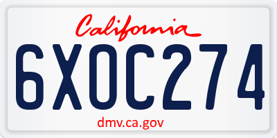 CA license plate 6XOC274
