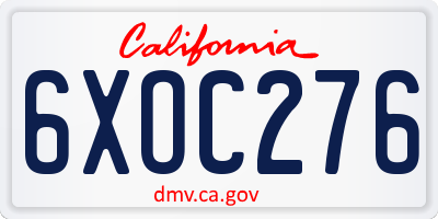 CA license plate 6XOC276