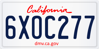 CA license plate 6XOC277
