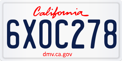CA license plate 6XOC278