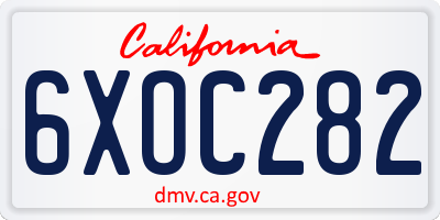 CA license plate 6XOC282