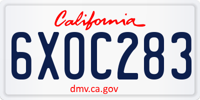 CA license plate 6XOC283
