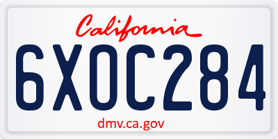 CA license plate 6XOC284