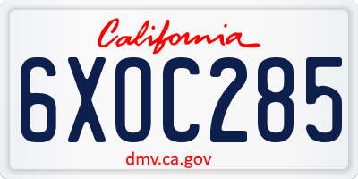 CA license plate 6XOC285