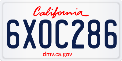 CA license plate 6XOC286