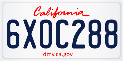 CA license plate 6XOC288