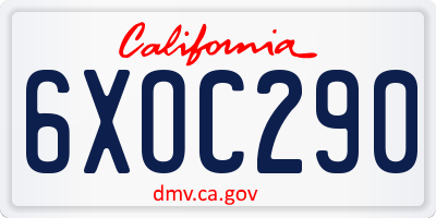 CA license plate 6XOC290