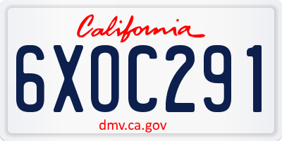 CA license plate 6XOC291