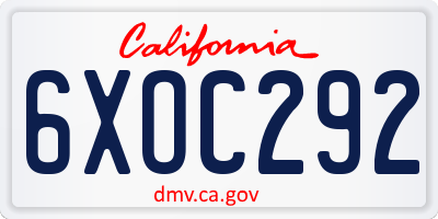 CA license plate 6XOC292