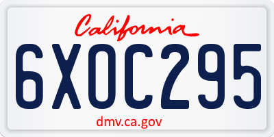 CA license plate 6XOC295