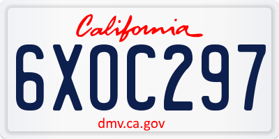 CA license plate 6XOC297