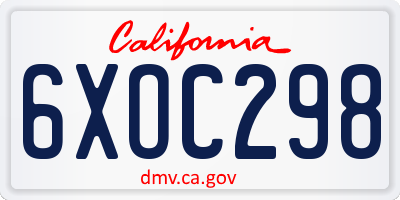 CA license plate 6XOC298