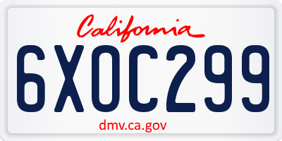 CA license plate 6XOC299