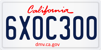 CA license plate 6XOC300