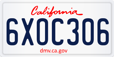 CA license plate 6XOC306