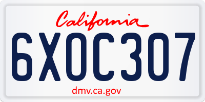 CA license plate 6XOC307