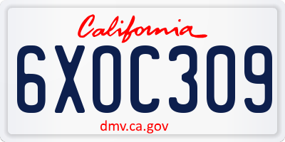 CA license plate 6XOC309