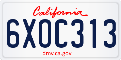 CA license plate 6XOC313