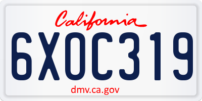 CA license plate 6XOC319