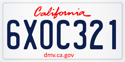 CA license plate 6XOC321