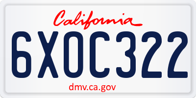 CA license plate 6XOC322