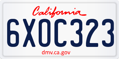 CA license plate 6XOC323