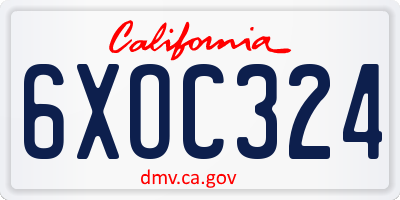 CA license plate 6XOC324