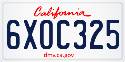 CA license plate 6XOC325