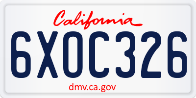 CA license plate 6XOC326
