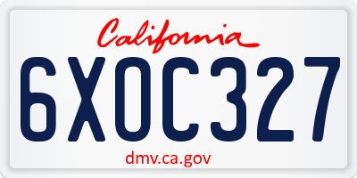 CA license plate 6XOC327