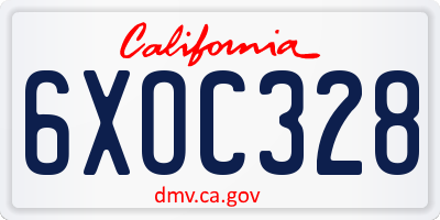 CA license plate 6XOC328