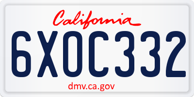 CA license plate 6XOC332