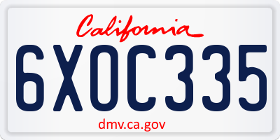 CA license plate 6XOC335