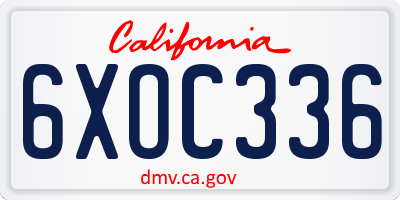 CA license plate 6XOC336