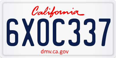 CA license plate 6XOC337