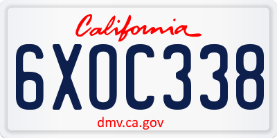 CA license plate 6XOC338